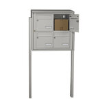 Bloc collectif leabox.com  2x2  grade 3  simple face  Extérieur  fixation sur pieds à sceller   Gris agate RAL 7038 finition brillante