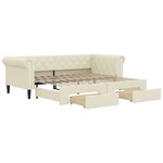 vidaXL Lit de jour avec gigogne et tiroirs sans matelas crème 90x200cm