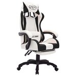 Chaise fauteuil siège pivotante de bureau informatique étude de jeux vidéo avec LED RVB et similicuir noir 02_0024208