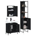 vidaXL Ensemble de meubles salle de bain 3 Pièces noir bois d'ingénierie