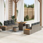 Ensemble de canapé de jardin vidaXL 9 pièces avec coussins gris poly rotin