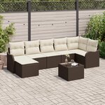 Ensemble de Canapés de Jardin en 7 Pièces avec Coussins Gris Poly Rattan