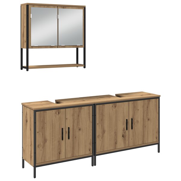 vidaXL Ensemble de meubles de salle de bain 3 pièces en chêne artisan en bois d'ingénierie