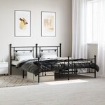 vidaXL Cadre de lit métal avec tête de lit/pied de lit noir 183x213 cm