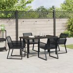 vidaXL Ensemble de repas de jardin de 5 pièces Rattan Poly Noir