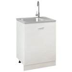 vidaXL Jeu d'évier de cuisine et égouttoir argenté 500x600x155 mm inox