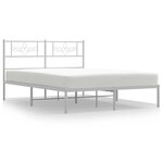 vidaXL Cadre de lit métal avec tête de lit blanc 120x200 cm