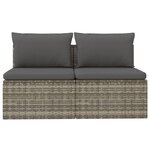vidaXL Canapé de jardin 2 places avec coussins Gris Résine tressée