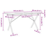 vidaXL Table à manger cadre en X 140x80x75 cm bois de pin massif fonte