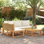 vidaXL Salon de jardin avec coussins 5 Pièces Bois d'acacia solide