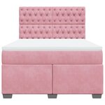 vidaXL Sommier à lattes de lit avec matelas Rose 140x200 cm Velours