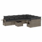 vidaXL Salon de jardin avec coussins 10 Pièces gris résine tressée