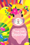 Carte FLUO Félicitations pour ton BAPTÊME Dragées Lapin Avec Enveloppe 12x17,5cm