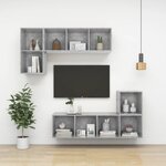 vidaXL Meuble TV mural Gris béton 37x37x107 cm Bois d’ingénierie