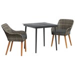 vidaXL Ensemble de salle à manger de jardin 3 pièces en rattan poly gris