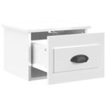 vidaXL Table de chevet murale blanc brillant 41 5x36x28 cm