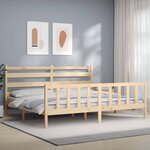 vidaXL Cadre de lit avec tête de lit 200x200 cm bois massif
