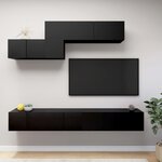 vidaXL Ensemble de meubles TV 6 Pièces Noir Bois d'ingénierie
