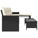 vidaXL Canapé de jardin avec table et coussins en forme de L noir