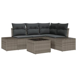 vidaXL Ensemble de Canapé de Jardin de 4 Pièces avec Coussins Gris Rattan Poly