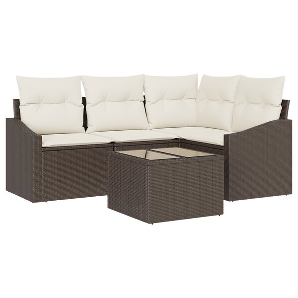 vidaXL Ensemble de salle à manger de jardin 4 pièces avec coussins gris en poly rotin