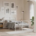 vidaXL Cadre de lit métal sans matelas et pied de lit blanc 120x200 cm