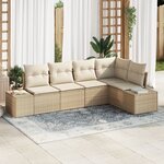 vidaXL Ensemble de Canapé de Jardin 5 Pièces avec Coussins Beige Rattan Poly