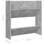 vidaXL Armoire à chaussures murale Gris béton 60x18x60 cm Aggloméré