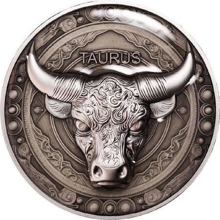 Pièce de monnaie en Argent 12 Dollars g 155.5 (5 oz) Millésime 2024 Twelve Zodiac Signs TAURUS