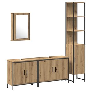 vidaXL Ensemble de meubles de salle de bain 4 pièces en chêne artisanal en bois d'ingénierie