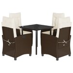 vidaXL Ensemble à manger de jardin 5 Pièces et coussins marron poly rotin