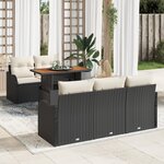 Ensemble de canapé de jardin vidaXL 6 pièces avec coussins Noir Rotin poly