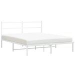 vidaXL Cadre de lit métal avec tête de lit blanc 150x200 cm