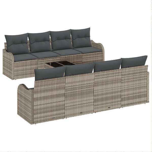Ensemble de canapé de jardin vidaXL 9 pièces avec coussins gris clair poly rotin