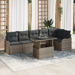 Ensemble de 7 canapés de jardin vidaXL avec coussins gris en poly rotin