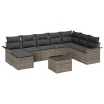 vidaXL Ensemble de Canapés de Jardin 8 Pièces avec Coussins Gris Poly Rattan