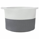 vidaXL Panier à linge gris et blanc Ø55x36 cm coton