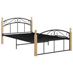 vidaXL Cadre de lit sans matelas noir métal bois chêne 120x200 cm