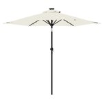 vidaXL Parasol de jardin avec LED et mât en acier blanc 225x225x212 cm