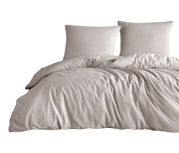 Parure de lit beige unie 140 x 200 cm