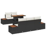 Ensemble de canapé de jardin 6 pièces avec coussins en rattan noir