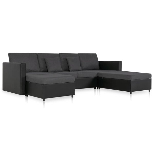 vidaXL Canapé-lit extensible à 4 places Similicuir Noir