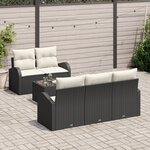 Ensemble de Canapés de Jardin vidaXL 6 Pièces Avec Coussins Noir Poly Rattan