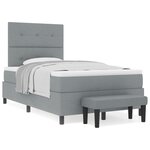 vidaXL Lit avec sommier et banc gris clair 120x200 cm tissu