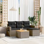 vidaXL Salon de jardin 5 Pièces avec coussins gris résine tressée