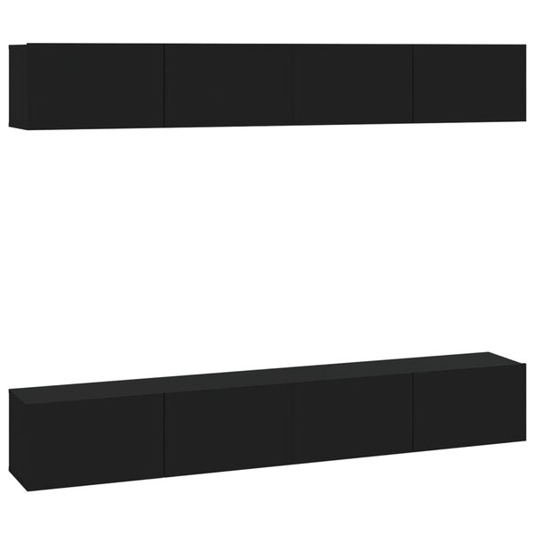 vidaXL Meubles TV muraux 4 Pièces Noir 100x30x30 cm