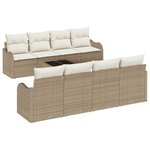 Ensemble de canapé de jardin 9 pièces avec coussins beige poly rattan