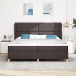 Lit Box Spring vidaXL avec Matelas - Marron Foncé  200x200 cm  Tissu