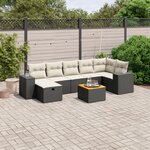 vidaXL Salon de jardin 8 Pièces avec coussins noir résine tressée