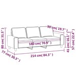 vidaXL Canapé à 3 places Rouge bordeaux 180 cm Tissu